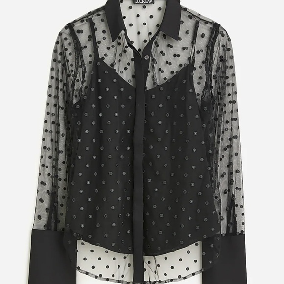 J Crew Sheer button-up with camisole in dot print - Size 10 - Picture 1 of 4